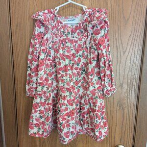 Old Navy Long Sleeve Floral Ruffle Trim Button Front Dress- Girls 5T